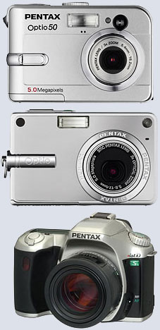 Цифровые фотокамеры Pentax Optio50, OptioS5n, *istDS silver